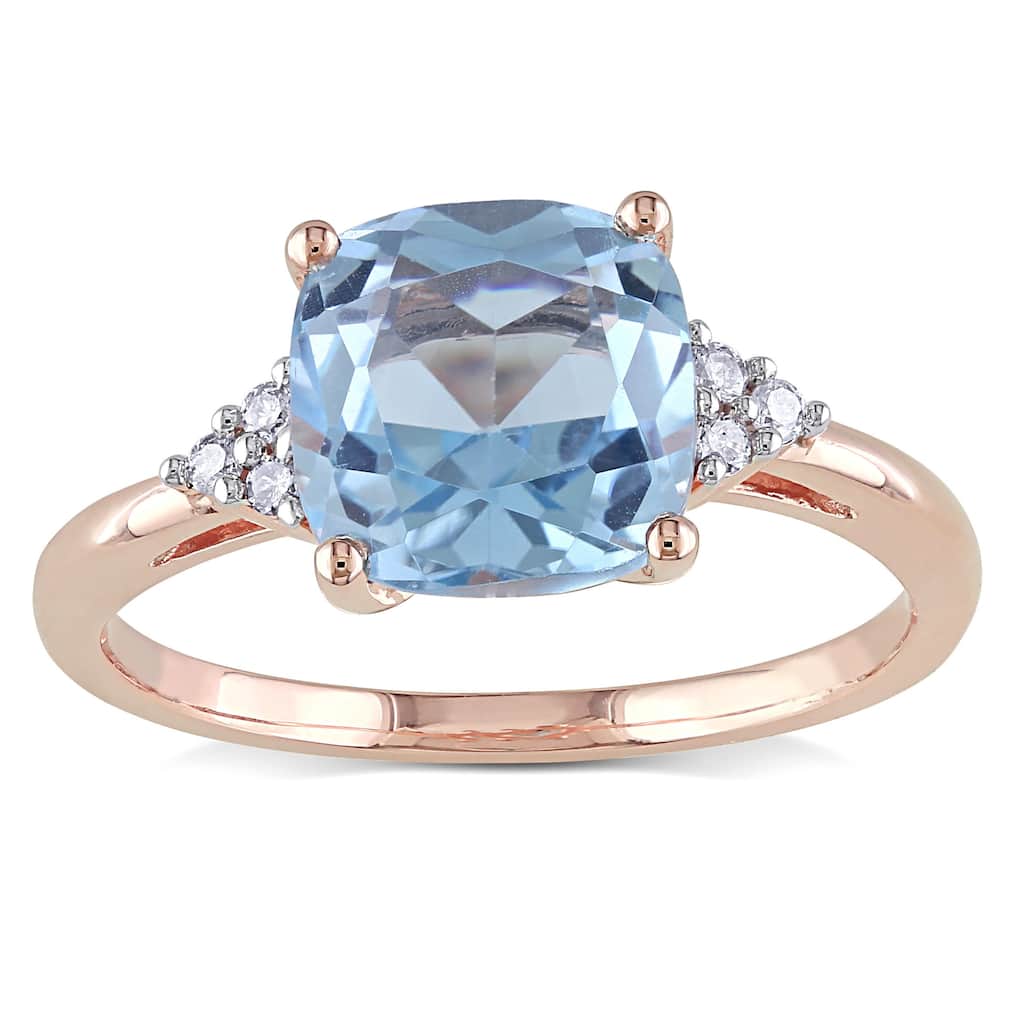 Miadora 10k Rose Gold Sky Blue Topaz and Diamond Accent Cocktail Ring