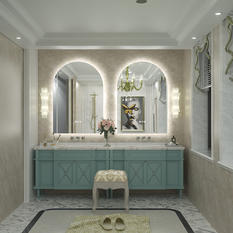 UL Certified Arched LED Anti-fog Tempered Glass Wall Bathroom Vanity Mirror