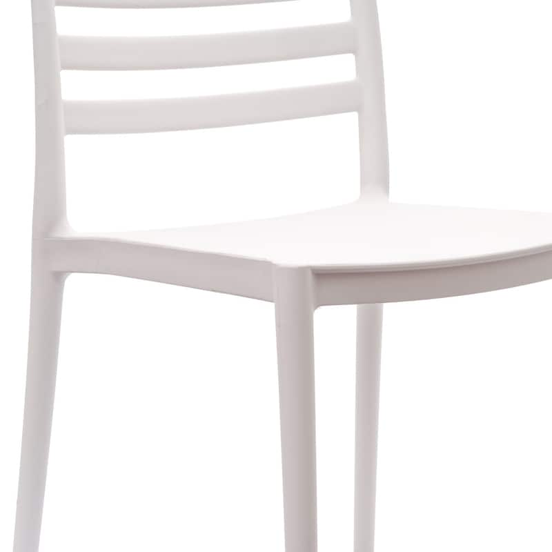 Commercial All-Weather Resin Stack Chair with Slatted Backrest-Set of 2 - 19.75"W x 20.75"D x 31.75"H
