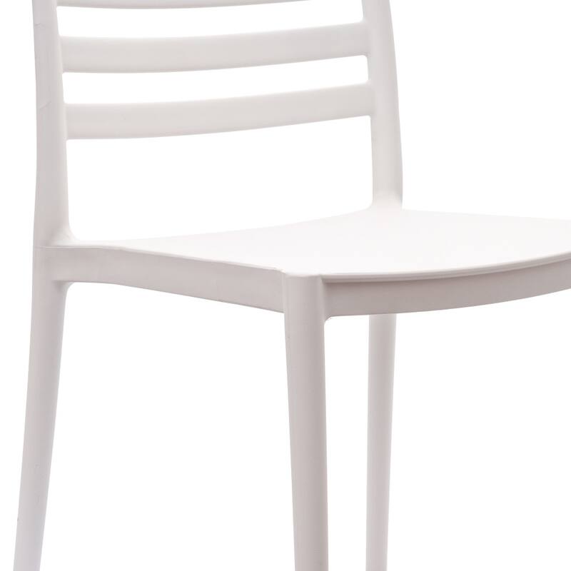 Commercial All-Weather Resin Stack Chair with Slatted Backrest-Set of 4 - 19.75"W x 20.75"D x 31.75"H
