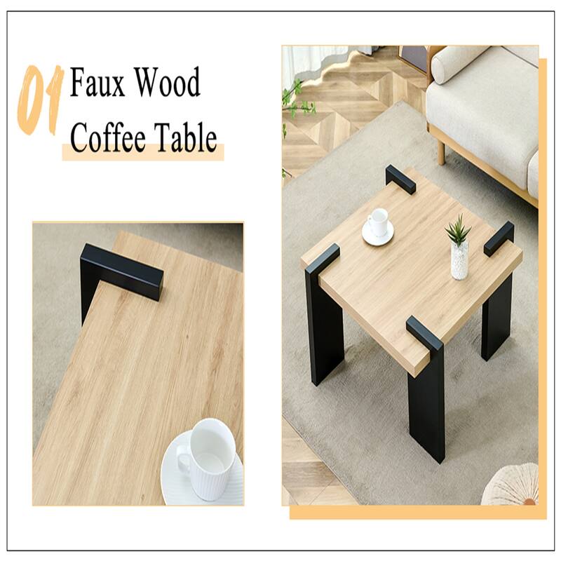 Natural wood -colored MDF coffee table suitable for living rooms