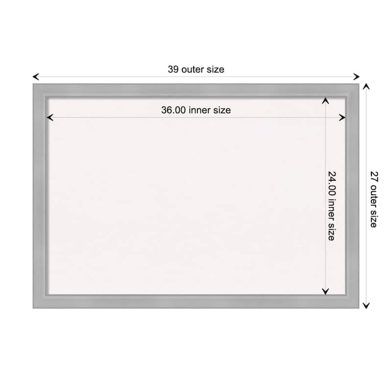 Vista Brushed Nickel Narrow Framed White Corkboard Bulletin Board - Board Size 36x24