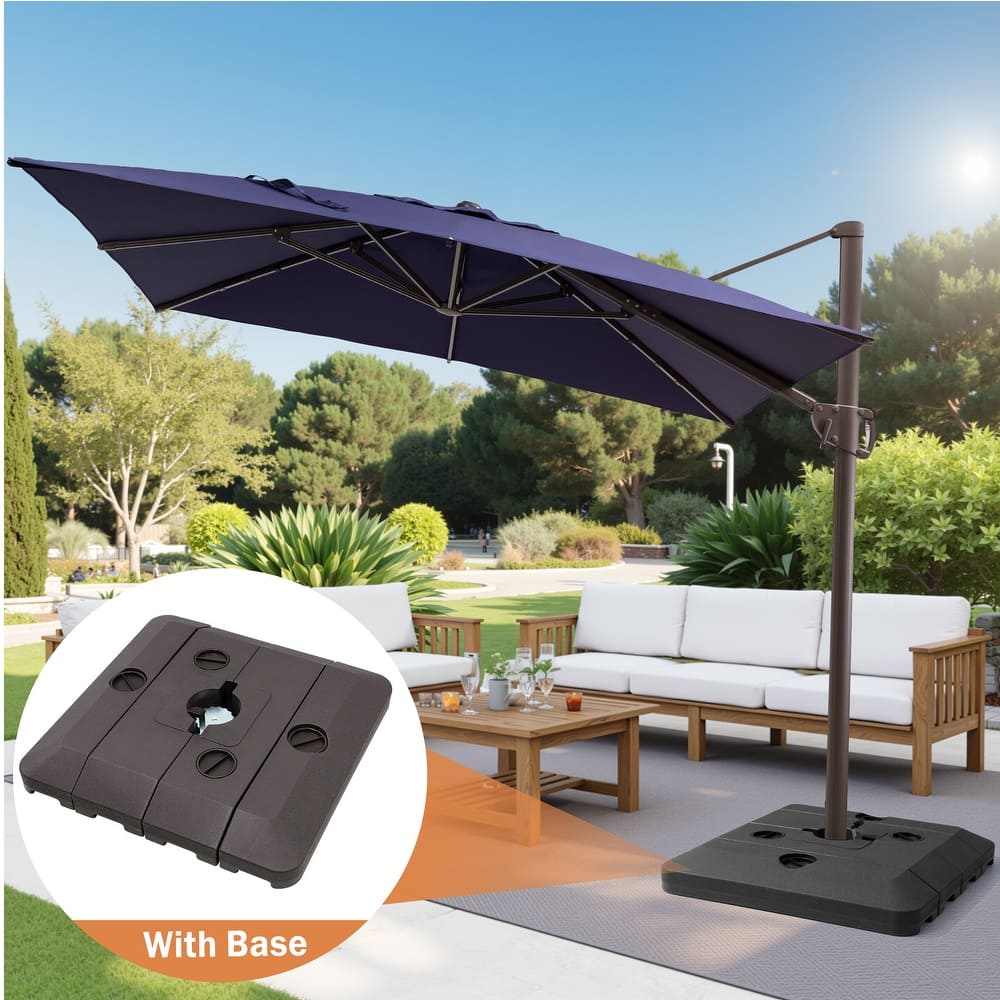 9 FT x 11 FT Outdoor Patio Cantilever-Offset Umbrella with Offset Base