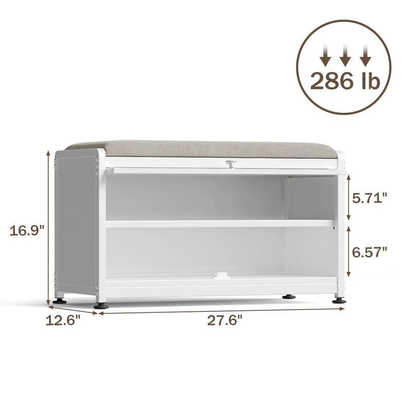 2-Tier Flip-Up Shoe Bench with Storage – 286lb Capacity, Soft Seat & Magnetic Closure