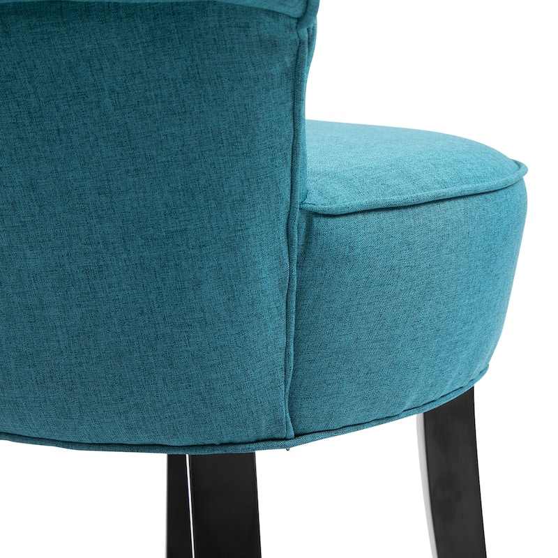 HOMCOM Small Modern Accent Chair with Wooden Legs Bedroom Dressing Chair Makeup Dressing Stool, Soft Seat and Backrest, Blue