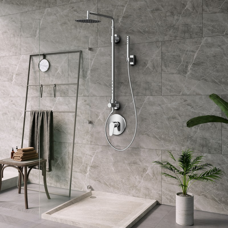 Atlantis 10-in Rain Showerhead Shower System with 5-Body Jets and Handshower Chrome 1.8 GPM