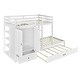 preview thumbnail 6 of 7, White Twin-over-Twin Pine Wood Bunk Bed with Wardrobe, Drawers, and Shelves, Full-Length Guardrail