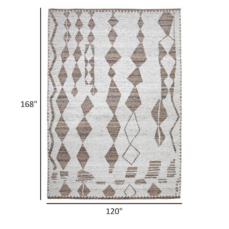 Betty 10 x 14 Area Rug, Geometric Pattern, Beige Brown Polyester, Cotton - 10 x 14