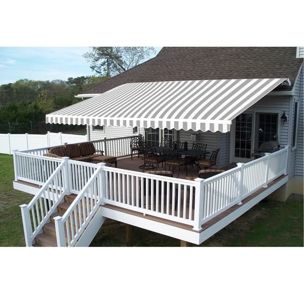 Shop Aleko Outdoor Garden Retractable Patio Awning 6 5x5 Ft Grey