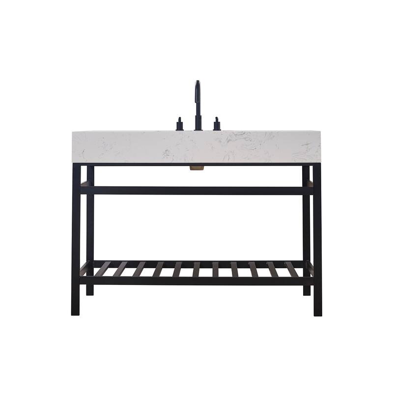 Altair Merano Stainless Steel Vanity Console with Stone Countertop, no Mirror