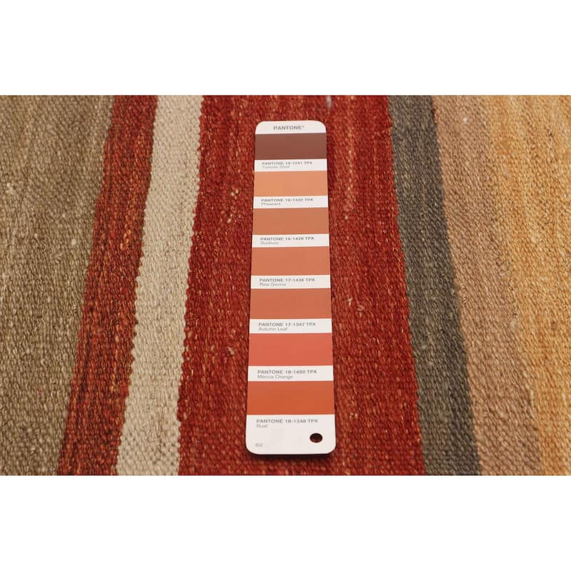 ECARPETGALLERY Flat-Weave Boho Copper Wool Kilim - 9'1 x 13'1