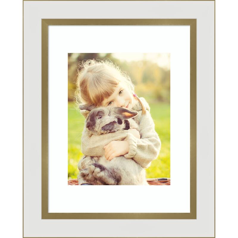 Eva Black Silver Narrow Framed Picture Frame, Photo Frame - 11x14 Matted to 8x10 - Eva White Gold Narrow