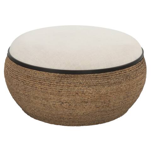 Uttermost Island Straw Storage Ottoman / Coffee Table - 36"W x 36"H x 18"D