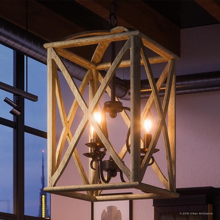 Luxury Farmhouse Chandelier, 30"H x 20"W, with Tuscan Style, Wood Grain Metal with Antique Black Finish by Urban Ambiance (60 to 100 Watts - Steel - - Chandeliers For Bedrooms by Overstock.com