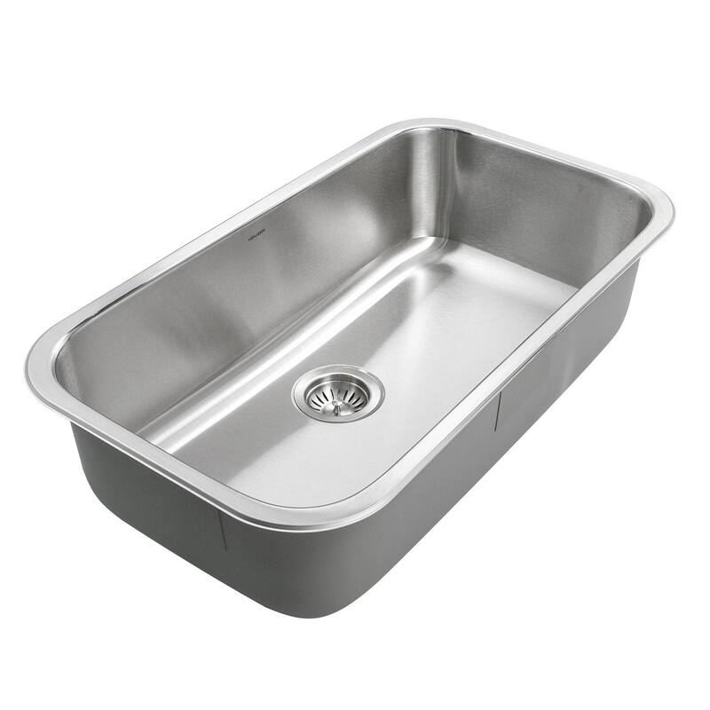 Houzer Belleo 32 inch Stainless Steel Drop-in Topmount Single Bowl Kitchen Sink with Strainer & Grid