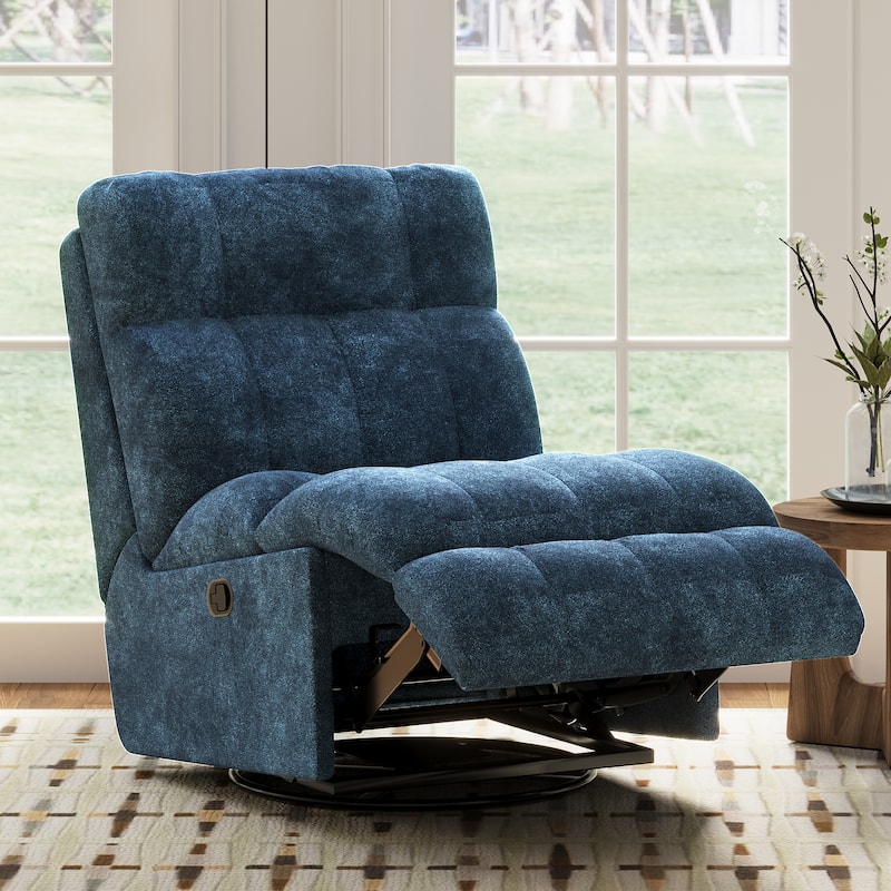 360° Swivel Rocker Recliner Chair Chenille Upholstered Manual Recliner