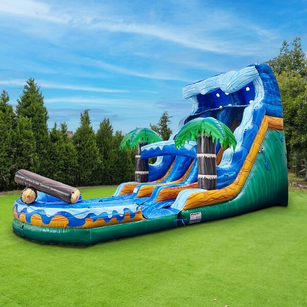 yum　スカイブルーXS XJUMP 17FT Tall Jungle Falls Inflatable Dual Lane Water