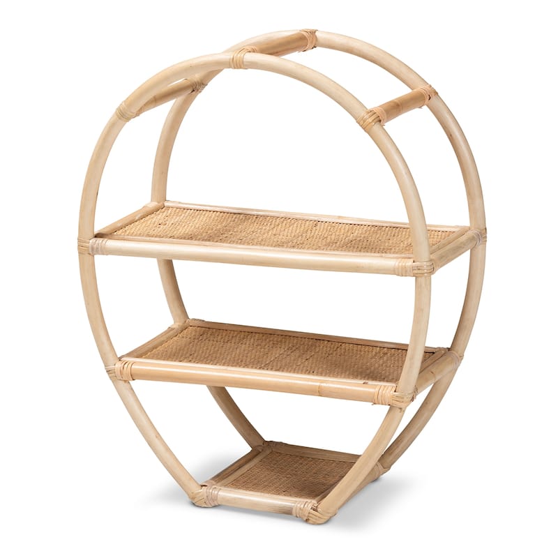 Ruana Bohemian Natural Brown Finished Rattan 3-Tier Display Shelf - Natural Brown