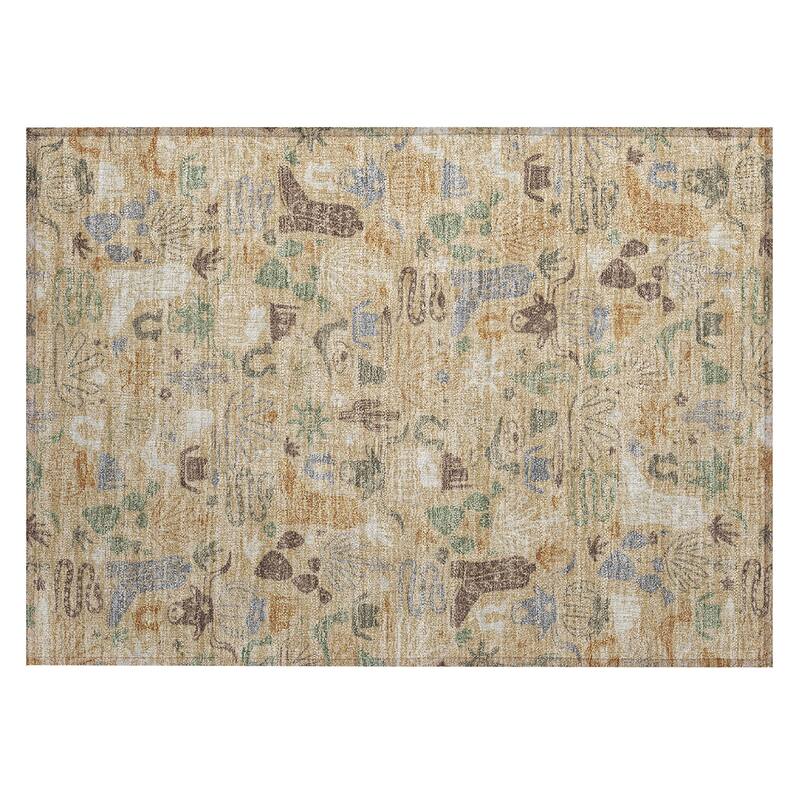 Machine Washable Indoor/ Outdoor Modern Ranch Chantille Rug