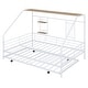 preview thumbnail 38 of 68, Metal House Bed Frame with Trundle Bed & 3 Shelves for Kids Gilrs Boys, No Box Spring Needed