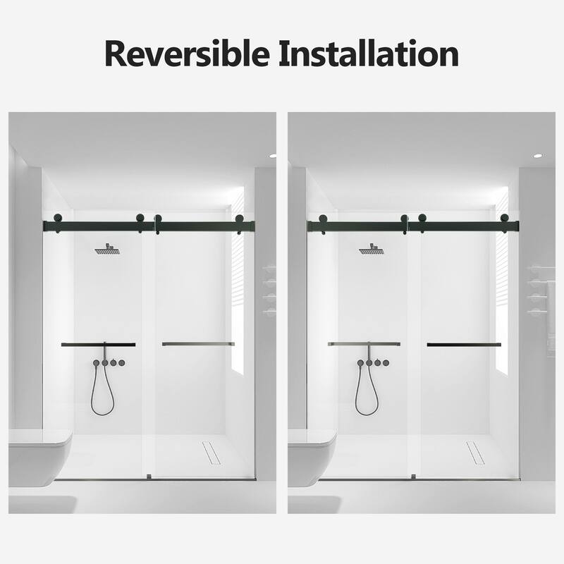 56-60 inches W *76 inches H Frameless Double Sliding