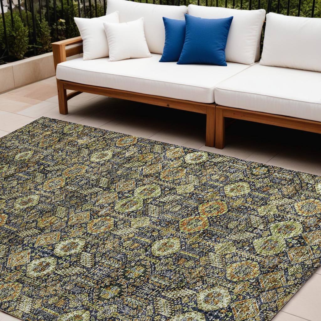 Caro Lush Floral Weather Resistant Blended Style Outdoor Rug