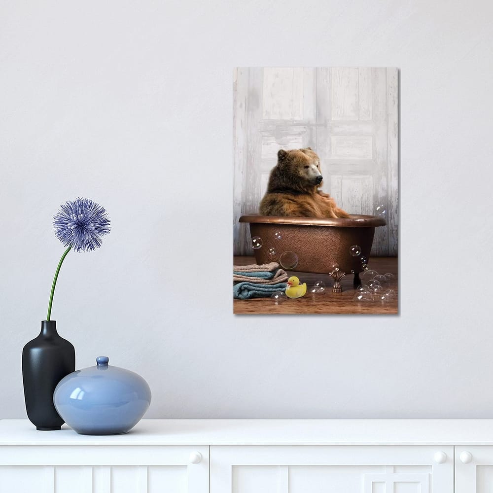 iCanvas "Bear In The Tub" by Domonique Brown Canvas Print
