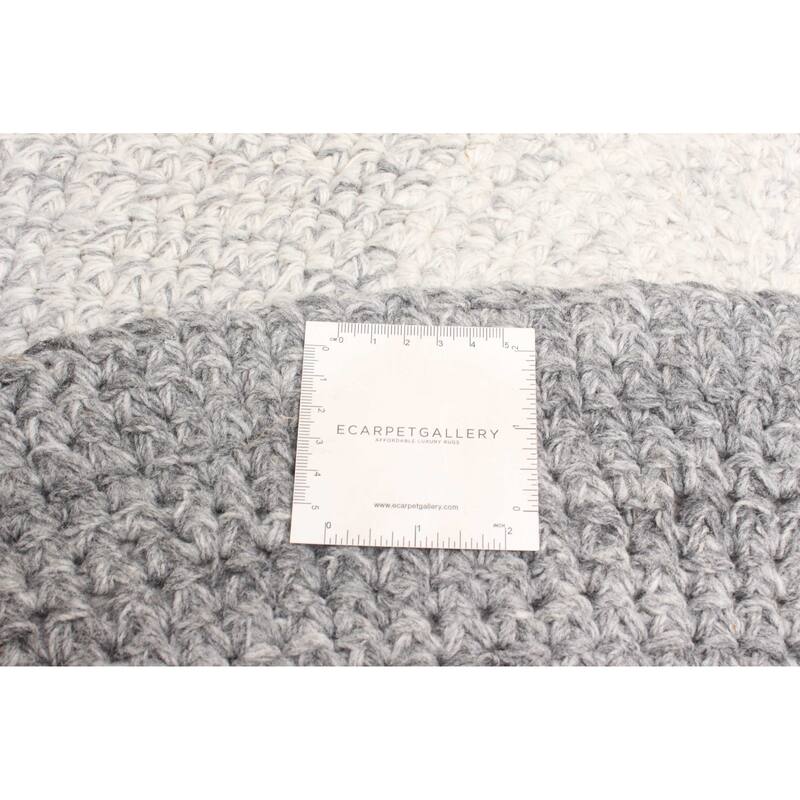 ECARPETGALLERY Braid weave Sienna Light Grey Wool Rug - 4'0 x 4'0