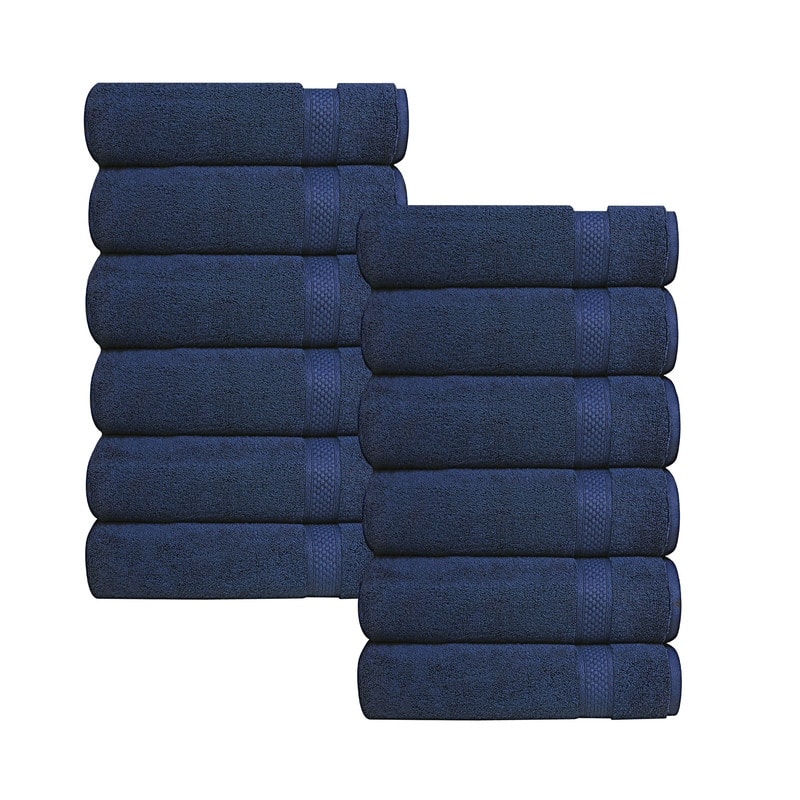 A1HC Wash Cloth Set, 500 GSM 100% Ring Spun Cotton, Oeko-Tex Green Certified, Zero Twist, Quick Dry & Highly Absorbent - 12 Piece Wash Cloth (13"x13") - Mood Indigo