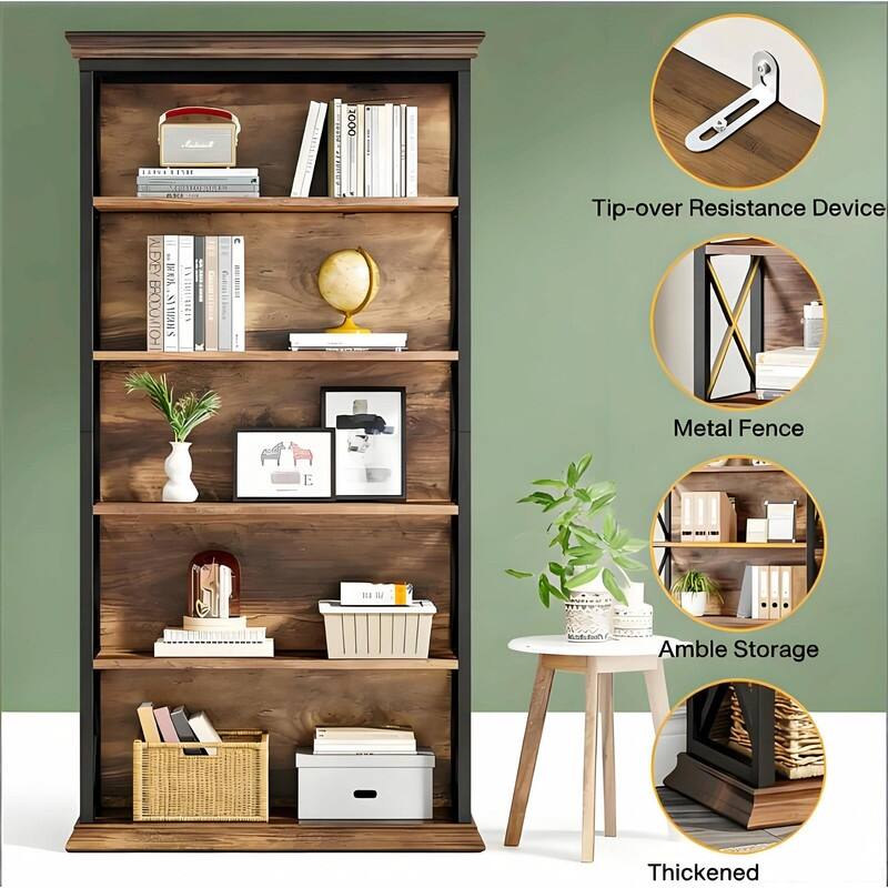 Modern Stylish Bookshelf - Spacious Bookcase Storage Shelf