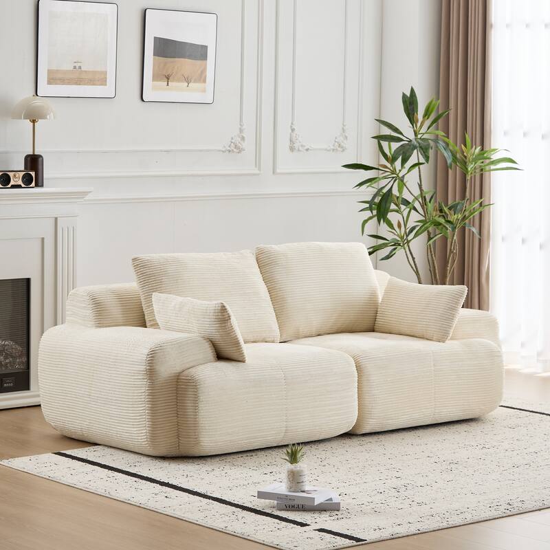 Featured Loveseat Sofa Couch with Throw Pillows, 2 Seater Large Sectional Sofa Couches for Living Room