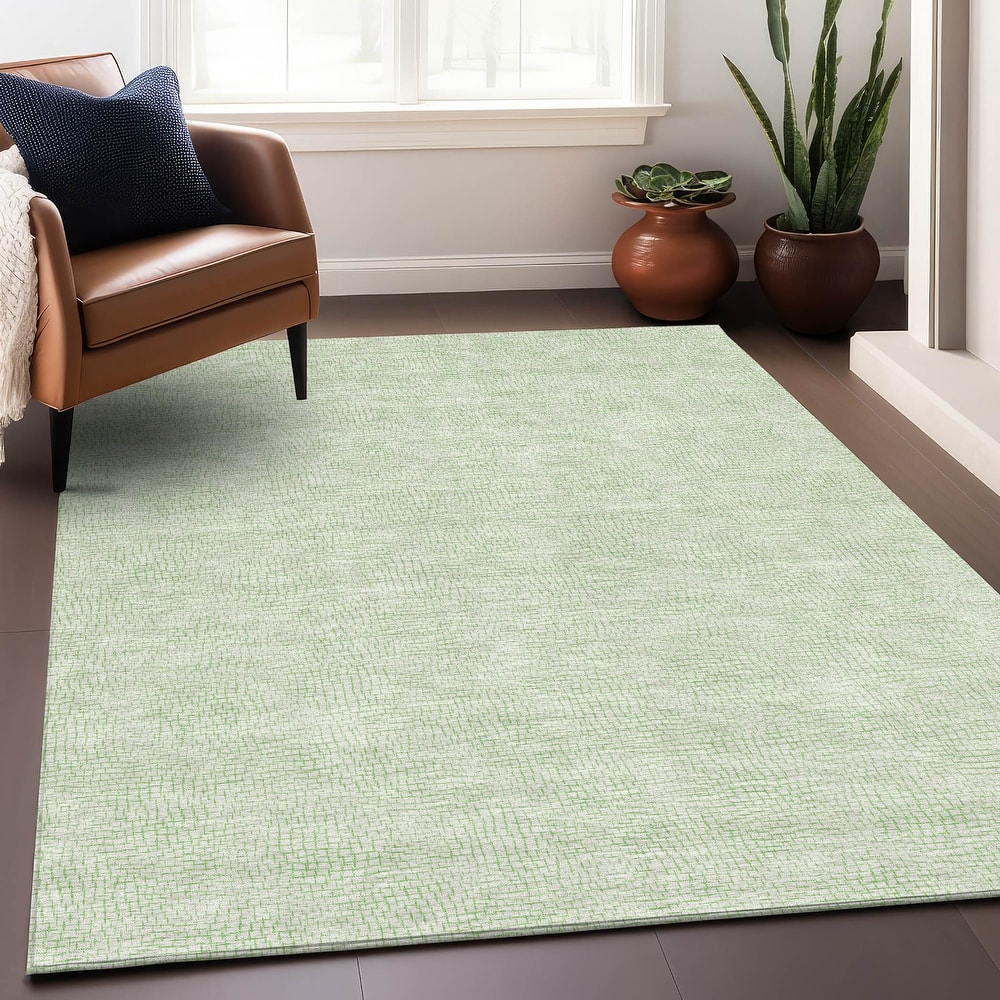 Machine Washable Indoor/ Outdoor Solid Causal Chantille Rug