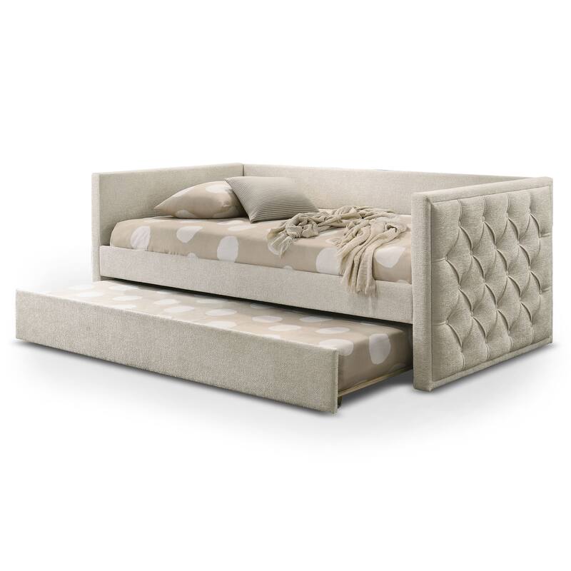 Furniture of America Kota Twin Upholstered Tufted Daybed with Trundle