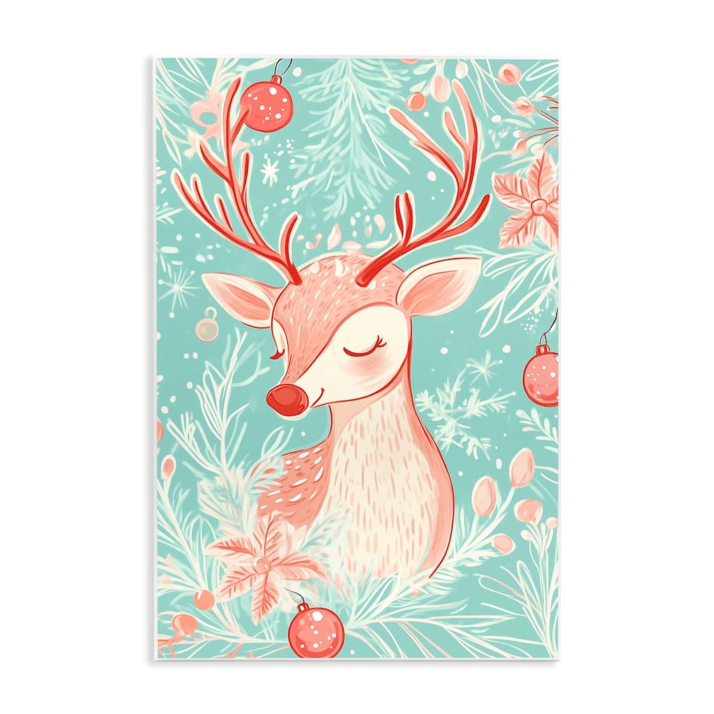 Stupell Pink & Blue Vintage Reindeer Wall Plaque Art Design By Arlington Prints