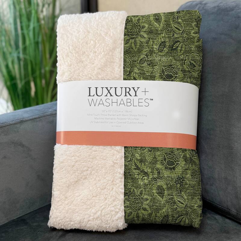 Premium Machine Washable Floral Sherpa Throw Blanket