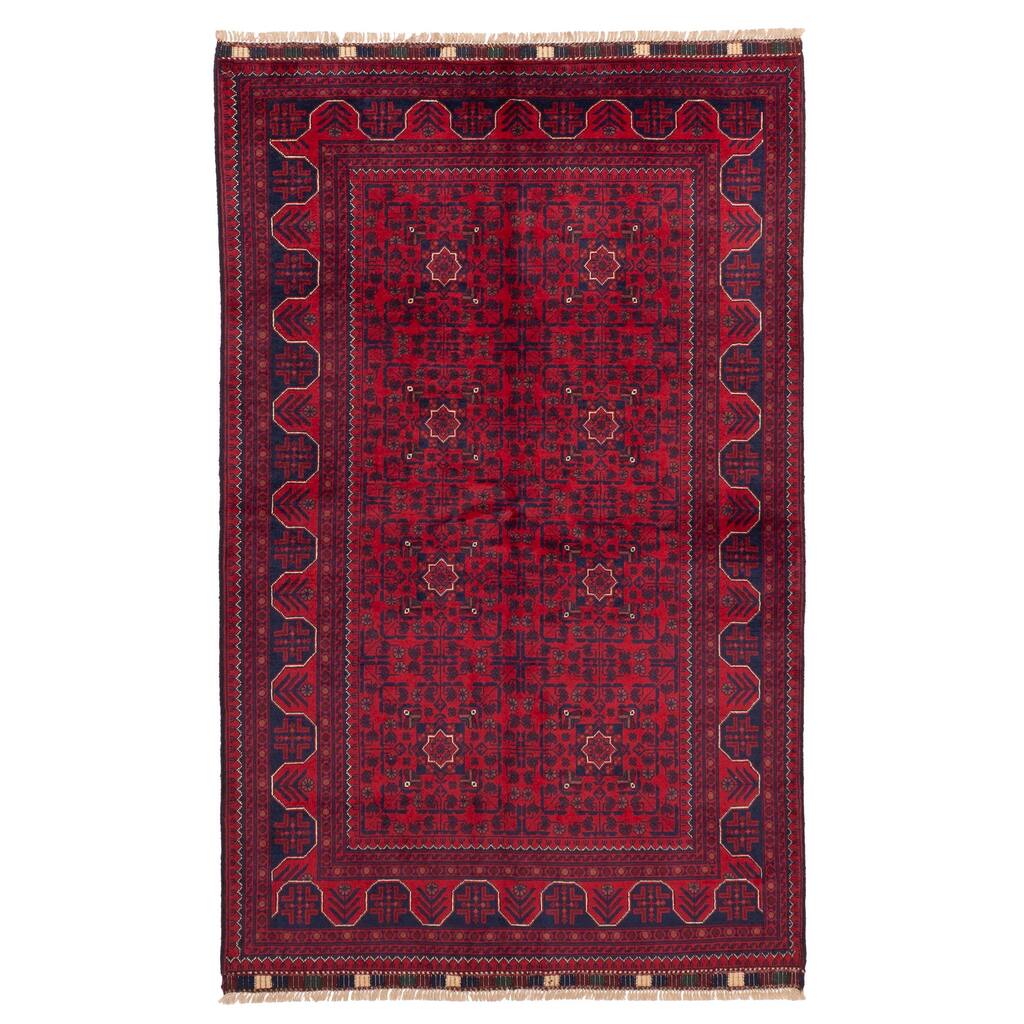 ECARPETGALLERY Hand-knotted Finest Khal Mohammadi Red Wool Rug - 4'2 x 6'10