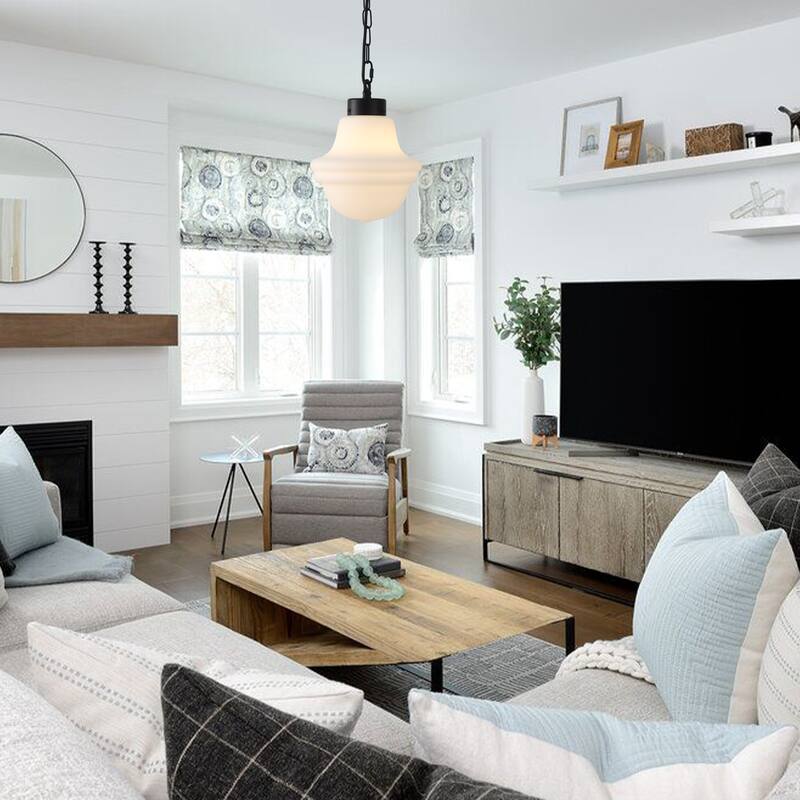 1- Light 8.26'' Wide Dimmable White Milk Glass Pendant