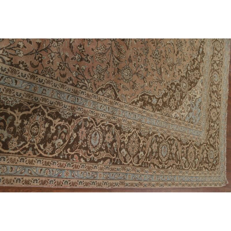 Hand Knotted Oriental 100% Wool Carpet Traditional Floral Oranges & Rust Mashad Area Rug - 13' 5'' X 9' 8''