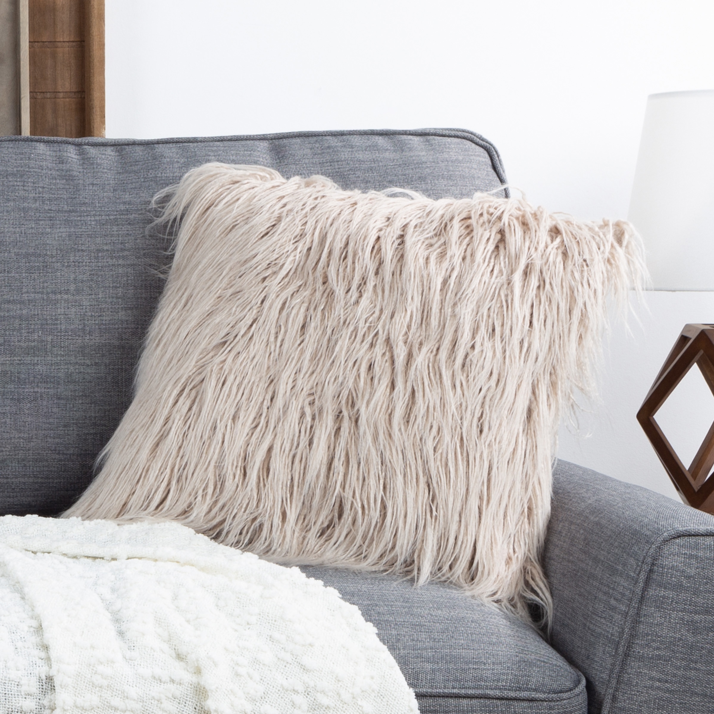 Silver faux deals fur pillow