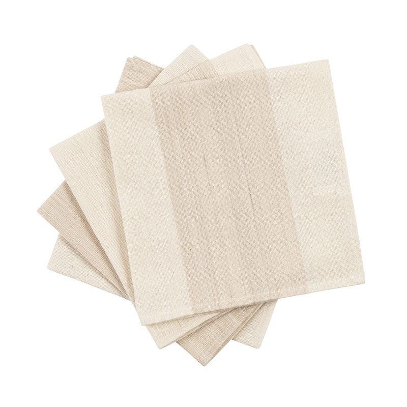 French Home Set of 4 Cream and Tan Striped Napkins - 16" x 16"