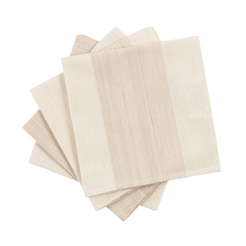 French Home Set of 4 Cream and Tan Striped Napkins - 16" x 16"