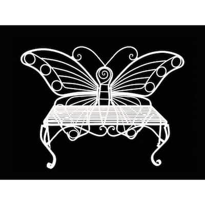 Metal Outdoor 2-Seater Butterfly Garden Bench - 60” L x 17.7” W x 39.2” H