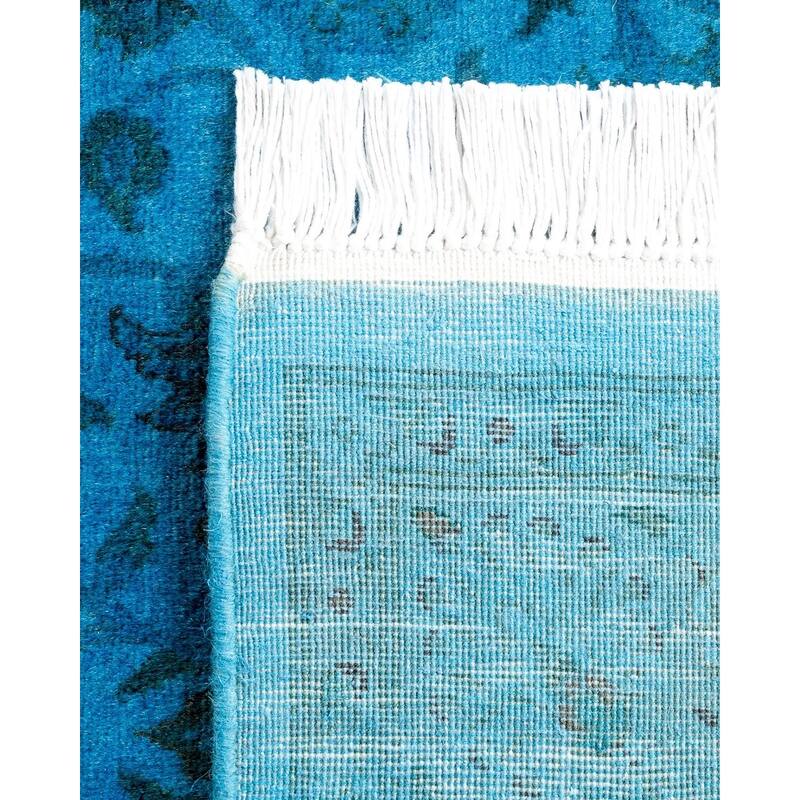 Overton Hand Knotted Wool Vintage Inspired Modern Contemporary Overdyed Blue Area Rug - 3' 1" x 5' 4"