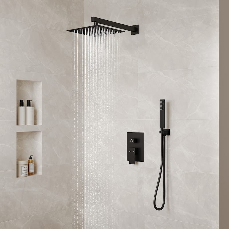 10" Rain Shower Head High Pressure Wall Mount Shower System, Bathroom Shower Faucet Set with Handheld Spray