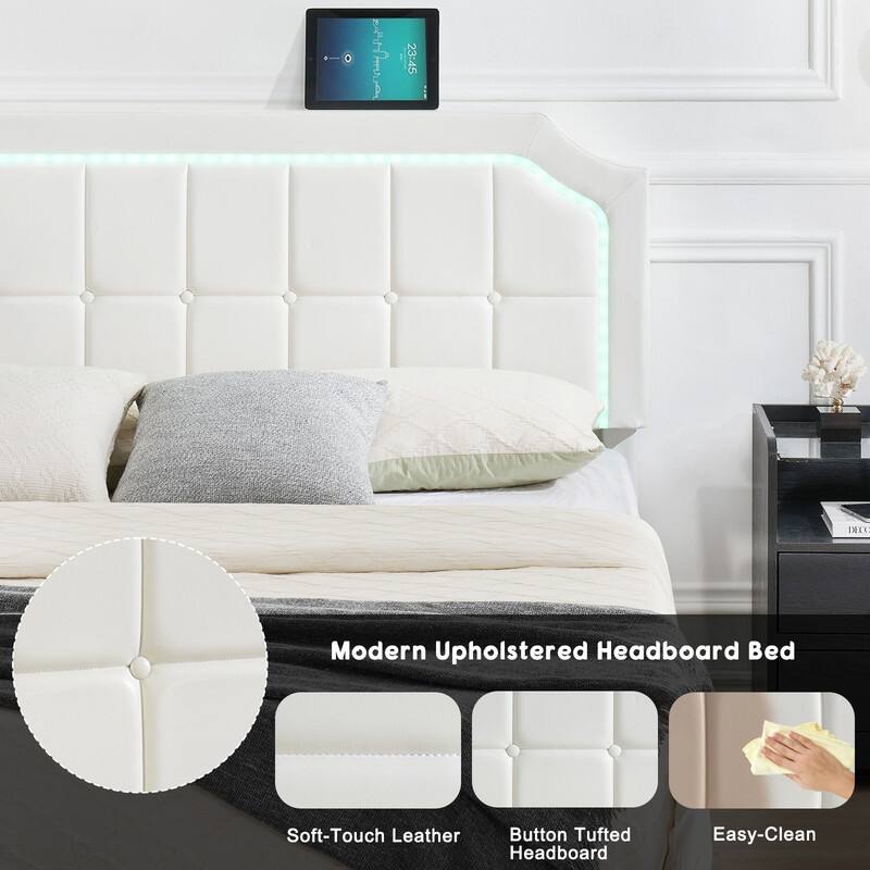 Bed Frame with Sturdy Metal Slats Support