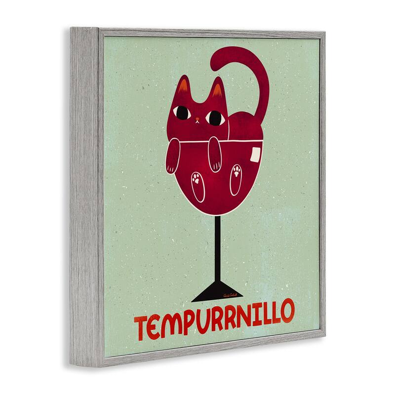Stupell Tempurrnillo Cat Wine Framed Giclee Art Design By Carrie Cantwell