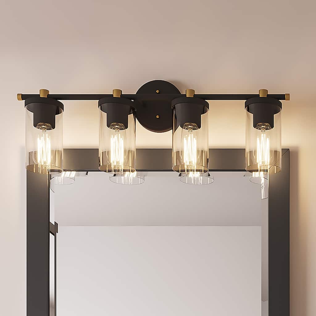 Decatur Modern Farmhouse Black/ Gold Bathroom Vanity Light with UL Certified