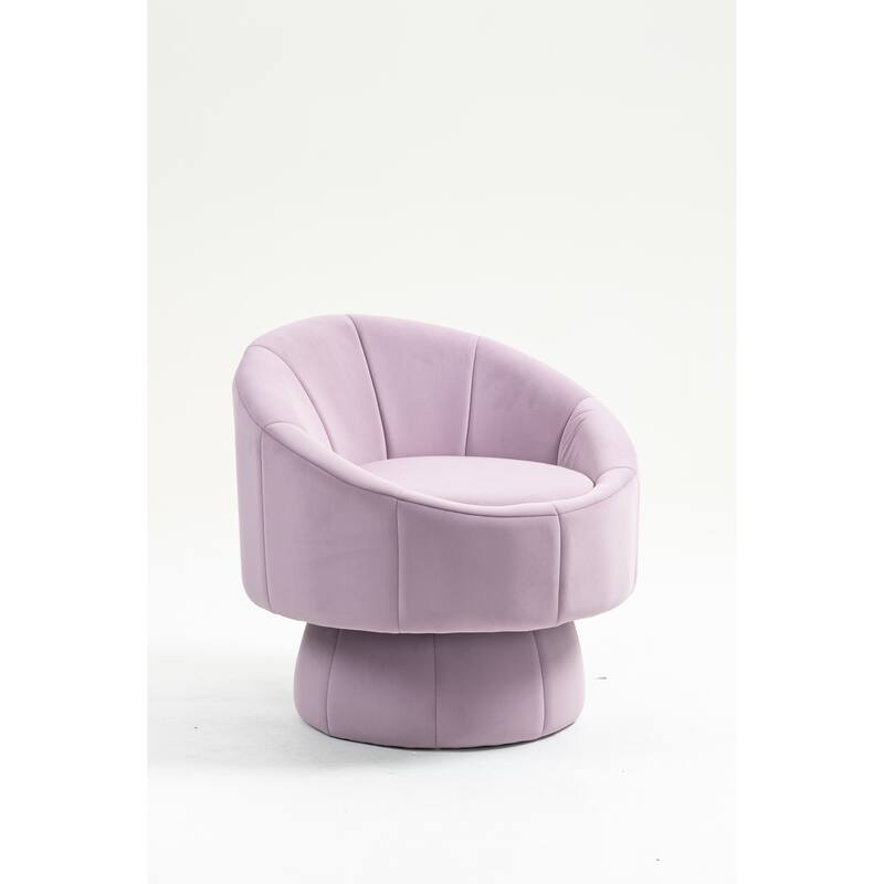 Modern 28.75" Velvet Upholstered 360° Swivel Accent Chair with Wood Frame and Waist Cushion