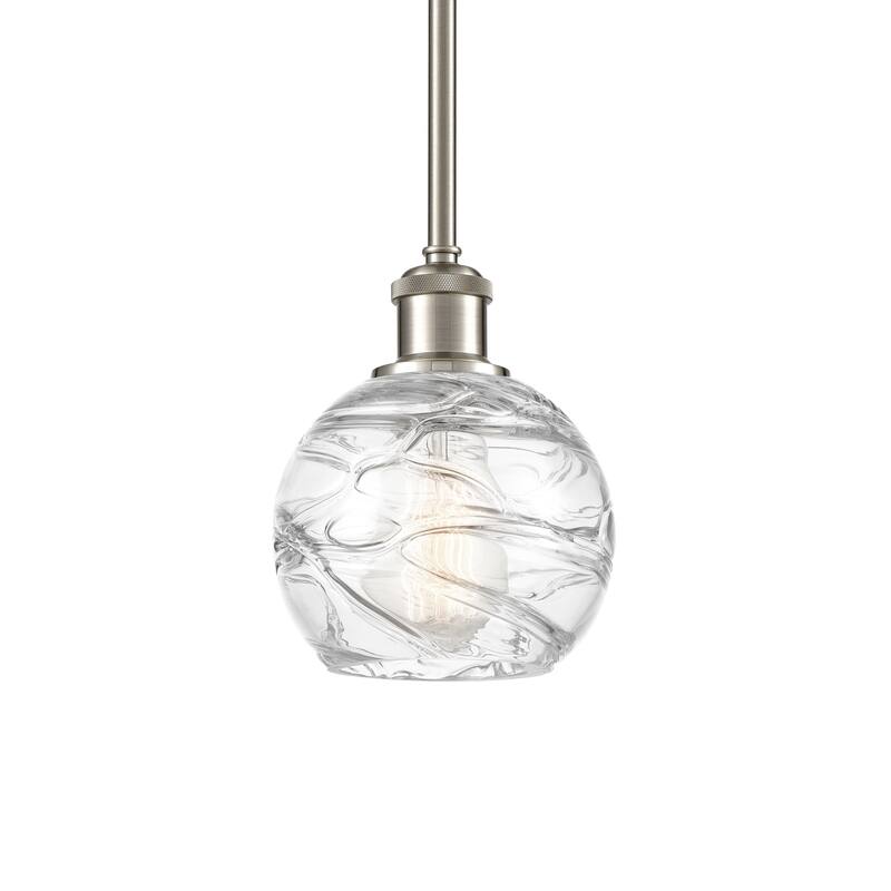 Innovations Lighting 516-1S-8-6 Athens Pendant Athens 6" Wide Mini - Clear Deco Swirl / Brushed Satin Nickel