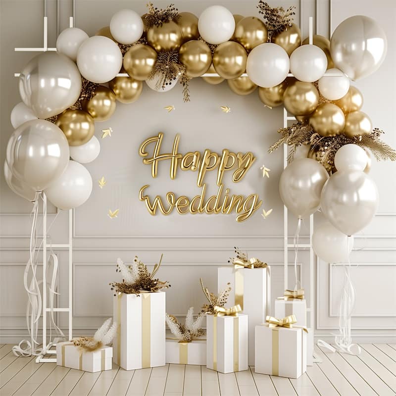 7.7Ftt x 7.7Ft Metal Square Wedding Arch Backdrop Stand with Base White for Indoor Outdoor